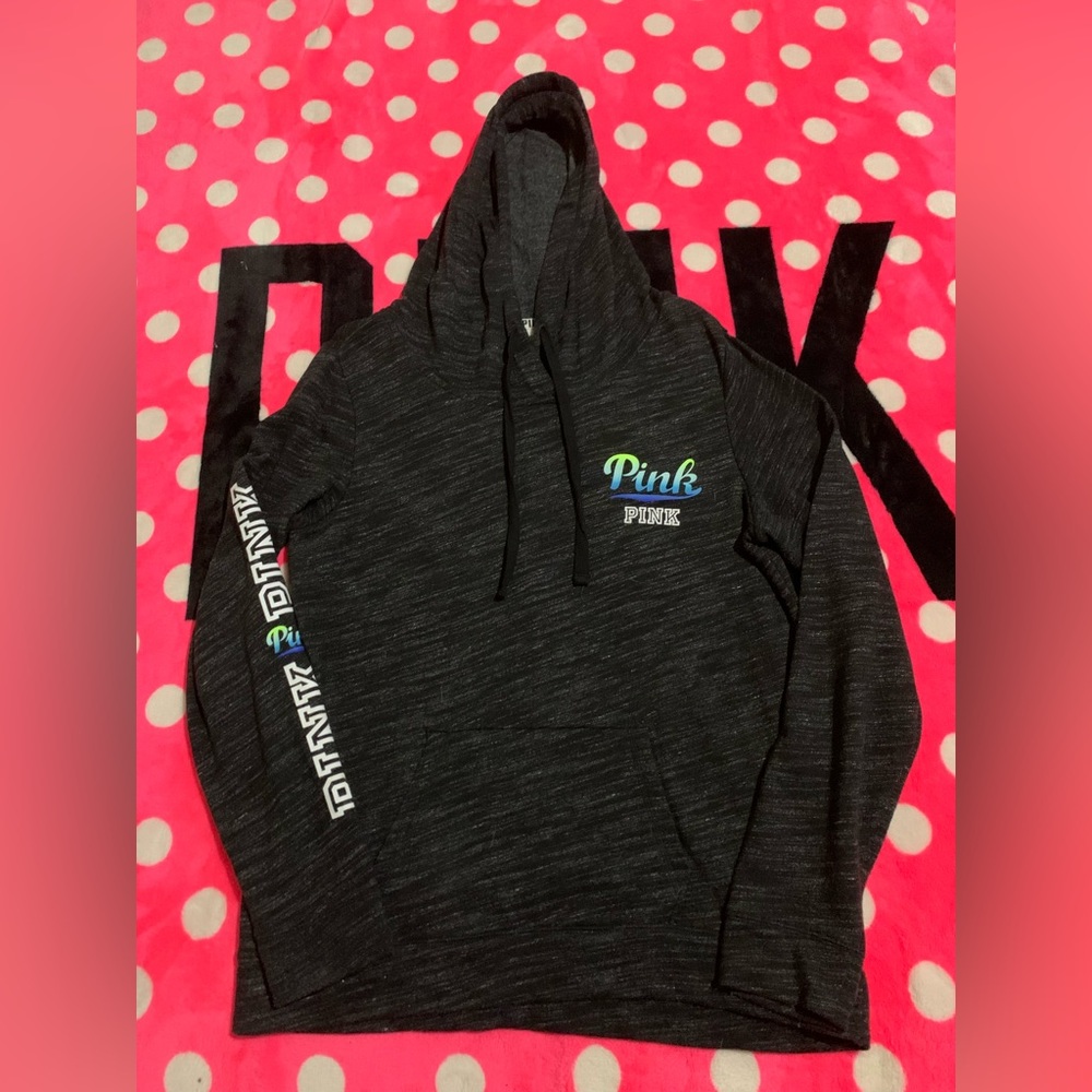 VS Pink ombré black marled pullover Sz M